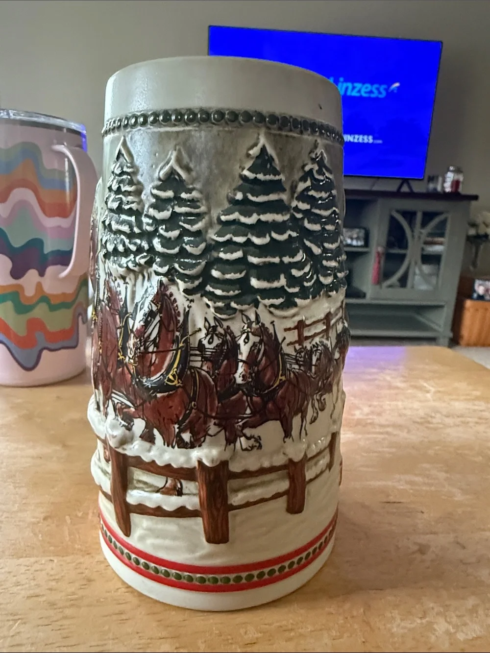 Vintage Budweiser holiday Clydesdales Ceramic Stein